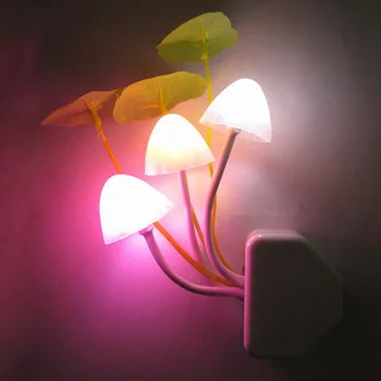 Новост Гъби Гъбички лека нощ на ЕС и САЩ Щекер Сензор за Светлина LED Цветни Гъби Лампа Led Нощни осветителни Тела за детски дом декор
