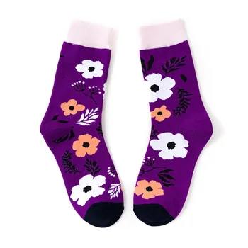 Дамски цветни чорапи с рисувани за момичета Модни памучни чорапи 1 Двойка Продукти от Животински Произход, Плодове и Цветя Чорапи Дамски модни чорапи