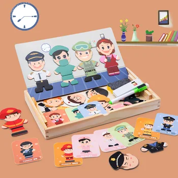 Детски Дървени Магнитни Играчки-Детски Пъзел 3D пъзел Дейност Открита Дъска за рисуване Ранното Обучение по Образователни Дървени Играчки, Подаръци