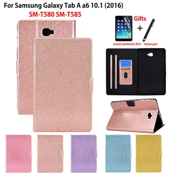 Лъскав калъф за Samsung Galaxy Tab A A6 10.1 2016 Делото T580 T585 SM-T580 SM-T585 T580N Защитно покритие за таблета, Funda +Подарък