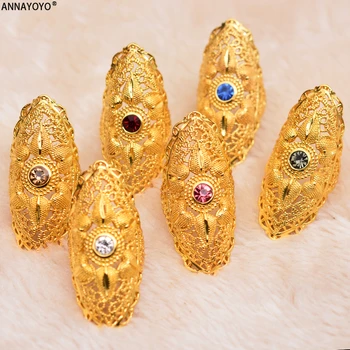 Annayoyo Ново Эфиопское Многоцветное Годежен пръстен с камък за жените Златен пръстен Еритрея Африка Модерен Пръстен Бижута Близкия Изток