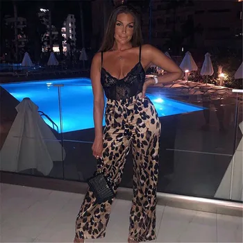 2019 Нова марка Модни Леопардовые дамски панталони Широките панталони Свободни модни панталони с висока талия Панталони Подаръци