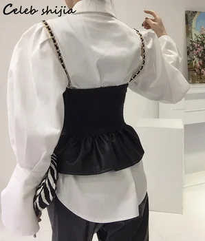 Луксозни бели ризи за жени с буйни ръкав 2022 Пролет Риза с копчета и дълъг ръкав Офис дама на Корея, модни Дамски блузи Бизнес