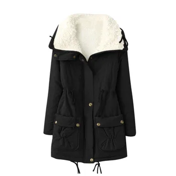 #Зимни дамски топло И кадифе талия, яке с ревера палто с дълги ръкави, най-Горния слой, памучен яке, пуховик яке дамски