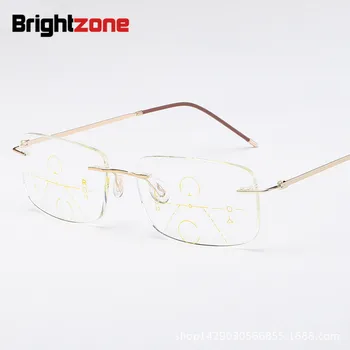 Brightzone 2018 Интелигентна Метални Прогресивни Очила За четене от титанова сплав Бифокални Очила Пресбиопия Увеличение Безрамочный Lentes Lectura