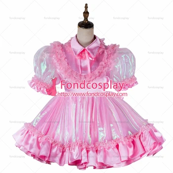 Fondcosplay възрастен секси обличане сиси мома кратко запирающееся детско розово атласное рокля от органза, сшитое на поръчка[G2019]