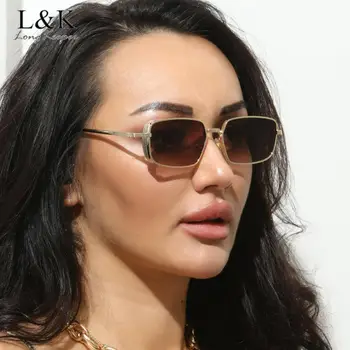 Малки Правоъгълни слънчеви очила за жени на Луксозна Марка в метална рамка, Класически Реколта Пънк Слънчеви очила За мъже Очила за шофиране Oculos De Sol