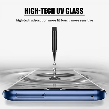 UV-Течен Извити Пълен Лепило Закалено Стъкло Екран Протектор за Samsung Galaxy S20 S10 S8 S9 S10 плюс Забележка 10 lite 8 9 стъклена филм