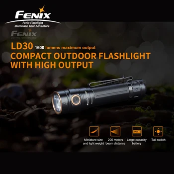 1600 Лумена Fenix LD30 Ультракомпактный Открит ЕРП-фенерче с литиево-йонна батерия ARB-L18-3400U 3400 mah