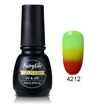 FairyGlo 7 мл Промяна на Температурата Цвят Гел-Лак За Нокти се Накисва От UV-led Vernis Полупостоянный Лак За Нокти с UV Гел-Лак Боя