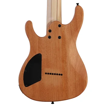 8 низ електрическа китара пълна с дървен корпус okoume 39 инча естествения цвят на 24 прагчета електрическа върхът на дърво
