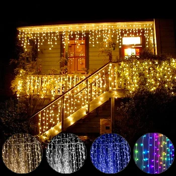 5 М Венец Струнни инструменти осветителни Тела, Венец LED Завеса Светлина Коледни Светлини Коледен Декор За Дома на Празника Декоративна Коледна лампа