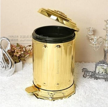 Европейската луксозна вземе подножието на педала, от неръждаема стомана със златно покритие кофи за боклук метална кофа кофа кофа за боклук кошница LJT010