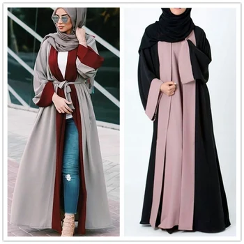 Мюсюлманската рокля Donsignet Мюсюлманска мода Шие Дреха Турски Жилетка Ислямското Дълга рокля Дубай Абая Турция Дълга Жилетка Колан