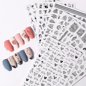 1 Лист 3D Стикер За Нокти Любовно Писмо Цветен Дизайн Стръмен Английското Писмо Секси Момиче на Тема Декорация на Нокти Маникюр