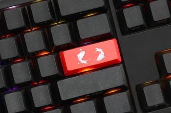 Новост Блести капачки за комбинации ABS с надпис полупрозрачна бяла риба koi черно червено продължителност механична клавиатура въведете backspace