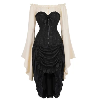 корсетные рокли горната пола, костюм от 3 теми cosplay готически корсети, бюстиета, плюс размера на бурлеска реколта баски корсет плюс размер