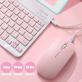 78-Ключ Комплект Безжична Клавиатура Акумулаторна Разход на Осп за клавиатура Цвят на Бонбони за Лаптоп Лаптоп Bluetooth Клавиатура и Мишка