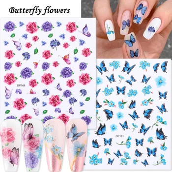 Пеперуда 3D Стикери за нокти Лепило Плъзгачи за нокти Художествени Декорации Общи Етикети за момичета Модни Цветни Дропшиппинг