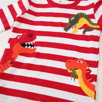 Динозаврите Принт Нов прием на Тениска за момчета Есен Зима шарени Детски дрехи с дълъг ръкав Детски Потник Блуза Костюми за деца