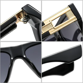 ШОН Ретро Квадратни Слънчеви очила Дамски Маркови дизайнерски Модерни метални нитове, Декоративни нюанси UV400 Мъжки градиентные слънчеви очила