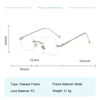 Очила Ahora без рамки с прозрачни лещи, Рамки за жени и мъже 2021 Модерен Стил Метални Рамки за очила