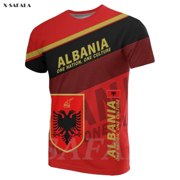 Аржентина Алжир Албания Сърбия Уругвай Флаг на Страната 3D Мода с принтом Тениска с кръгло деколте на Мъже, Жени Harajuku Ежедневни тениска