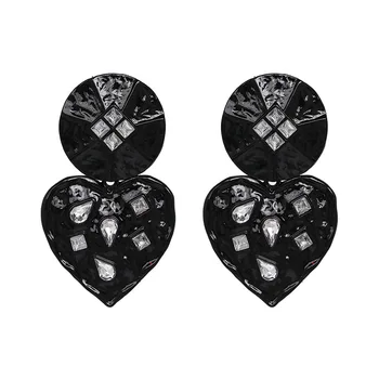 Нов Прием на Голямо сърце Любов Метални обеци на куки за жени, Луксозни Кристални обеци с висулки Макси Сватбени декорации