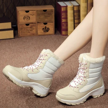 Дамски зимни обувки 2021 зимни ботильоны дамски зимни обувки на платформа нескользящая водоустойчив обувки с дебела кожа размер 35-42