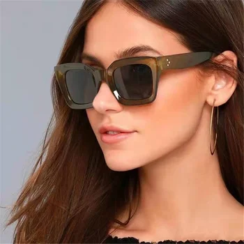 Популярната мода Котешко око Дамски Слънчеви очила Ретро дизайн За ноктите Прозрачна градиентные очила Марка дизайнер на Мъжки квадратни слънчеви очила с UV400 Очила