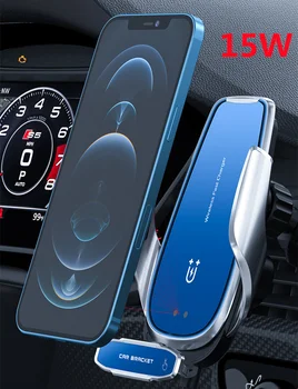 Безжично зарядно устройство за кола за телефон смарт индукция 15 W за бързо зареждане на iphone 13/12/11/8Plus Samsung S8/9 Huawei P40 Xiaomi 10