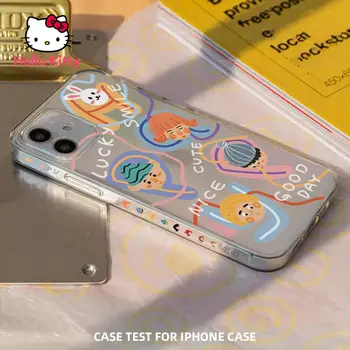 Hello Kitty за iPhone 6S/7/8P/X/XR/XS/XSMAX/11/12Pro/12mini Сладко Момиче Карикатура Прозрачен Силиконов Калъф за телефон