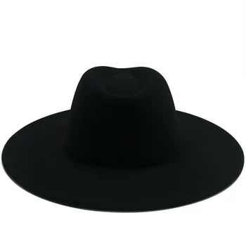 9,5 м Фетровая шапка Черна и Червена Долна Фетровая шапка с голяма периферия Панамская фетровая шапка, Мъжки джаз шапка, Обучение дамски шапка шляпаженская