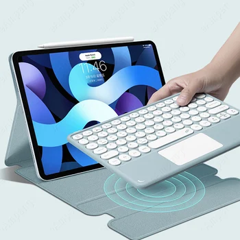 Магнитен калъф с клавиатура за iPad Air 4 4-то поколение 2020 10,9 A2324 A2325 A2072 A2316 Тракпад Руската Арабска Клавиатура