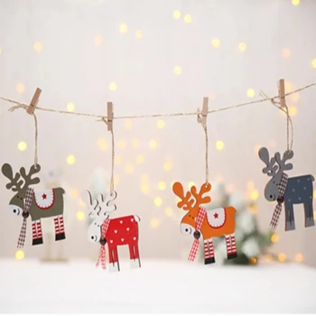 Творчески Дървени Изделия Украса на Коледната Елха Украса За Коледното парти на децата Подаръци Смесени Коледни Дървени орнаменти