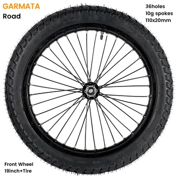 Предното колело на велосипеда GARMATA 19 инча+Гума/ черен/ 36 дупки/ 10 г спици/ 110x20 мм, предната ступица