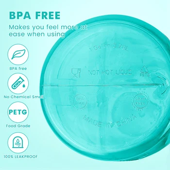 ZOMAKE 1 Галлонная Шише за вода с марка време и слама - 128 грама Без BPA Многократно Голям Запечатан Голяма Пластмасова Кана за вода във фитнеса