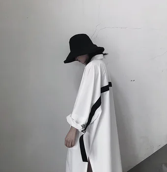 Ямамото ниша дизайнерски модели със средна дължина, със странична цепка рокля-риза с лямками на гърба 2021 есента-дълга рокля