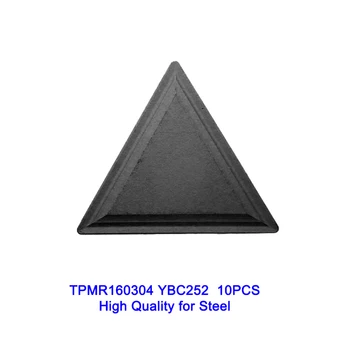 10шт ZCC Триъгълна фрезоване поставяне TPMR160304 YBC252 Твердосплавная струговане табела за стомана