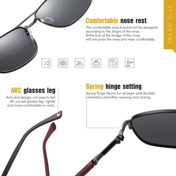 LIOUMO Квадратни Дамски Поляризирани Слънчеви очила за мъже Класически Дизайн, Мода Син Оттенък Очила за шофиране Пътуване Риболовни Очила с UV400