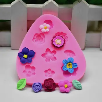 Силиконовата Помадная Форма за торта Cupcake Форма за сапун Форми, за цветове на Рози Модел на цветето на Захар плавателни съдове Кухненски Инструменти за Печене