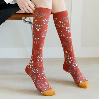 3 чифта Дамски памучни чорапи до коляното Модерни Ежедневни чорапи до хайвер Дамски официални танци Лолита Секси дълги чорапи