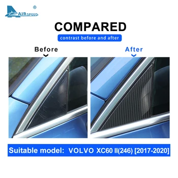 Скорост на полет 2 бр. за VOLVO XC60 Аксесоари 2017 2018 2019 2020 Въглеродни Влакна Колата Стълб на Прозореца Декоративна Стикер Стайлинг автомобили