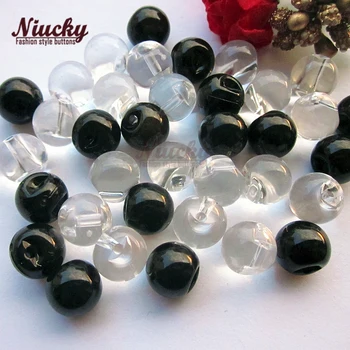 Niucky 10 мм Прозрачни / черни акрилни кристални топката копчета за шиене, аксесоари за занаяти, материали за дрехи A0301-024 T&B