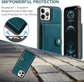 за iPhone 13 и 13 Pro Max Кожен калъф с Магнитно портфейла си в Стойка Държач за карти Калъф за iPhone 13(2021)