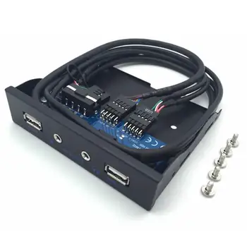 3,5 - инчов аудио жак на предния панел на HD Аудио Жак Компютърен Сплитер Адаптер 4 Порта 20Pin до 2 USB порта Hub Гъвкав кабел удължаване на срока за PC