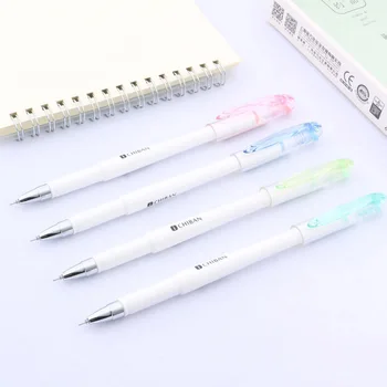 3шт бял цвят офис ученически мъниста пластмасови беглые english стандартни химикалки с черно мастило гелевыми
