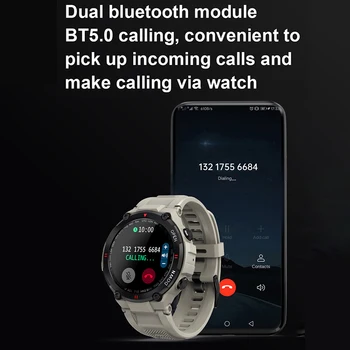 JARAMP Умни часовници, Умен Часовник За мъже K23 T Rex Pro Двойна Покана Bluetooth 400 ма Голяма Батерия Здравеопазване сърдечната Честота за Amazfit T Rex