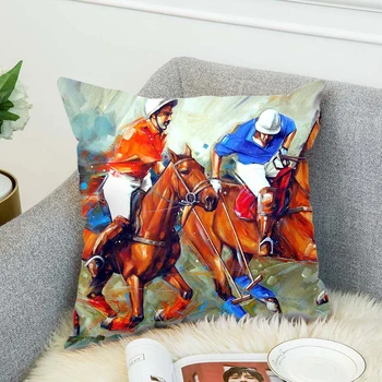 Картини на конни състезания Състезание коне с Висококачествена декоративна калъфка За кола Домашен разтегателен Калъф за възглавници 3D Дигитален печат стила-6