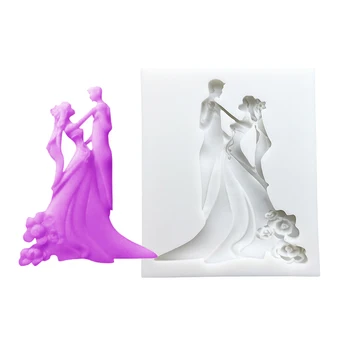 Булката на Младоженеца на Сватбен Танц Силиконова Форма За сладкарски Изделия Скърпвам Инструменти За украса на тортата Форма За печене на кексчета